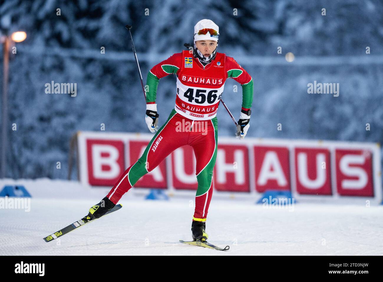 231216 Filip Enberg, Strömnäs GIF Skidklubb, under skidloppet över 1,2  kilometer sprint herr i Bauhaus Cup den 16 december 2023 i Boden. Foto:  Simon Eliasson / BILDBYRÅN / COP 159 / SE0204