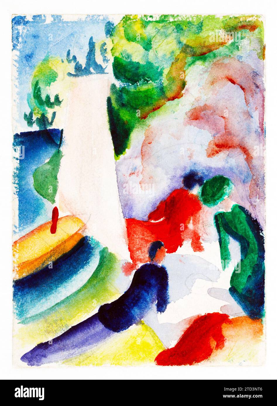 August Macke's Picnic on the Beach famous painting. Original from Wikimedia Commons. Stock Photo