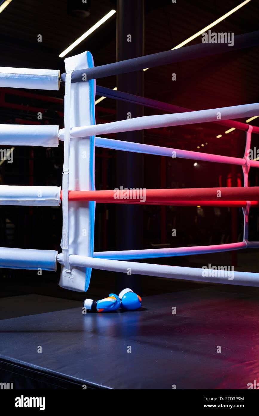 Image of a boxing ring without anyone. The concept of boxing, wrestling, kickboxing, mma Stock Photo