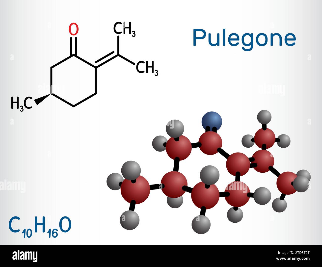 Pulegone molecule. It is natural component of essential oils