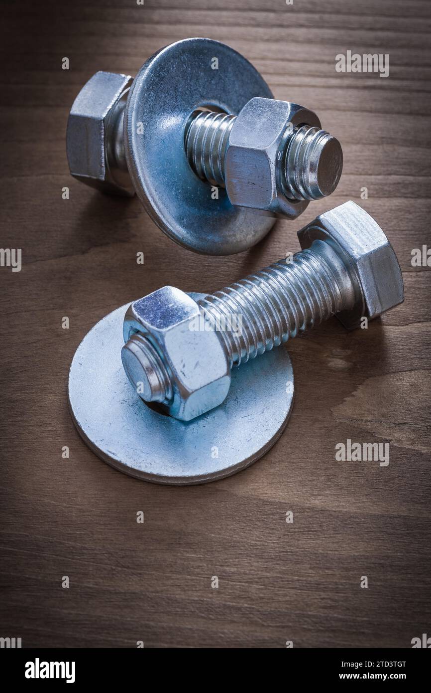 Top view of washers, construction nuts and bolts Stock Photo Alamy