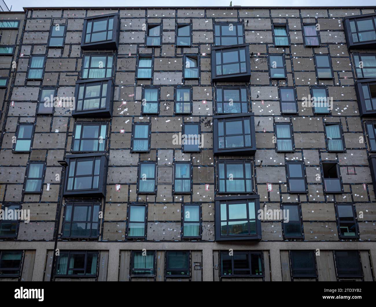 Removed cladding on student on Aldergate Street in central London. Cladding