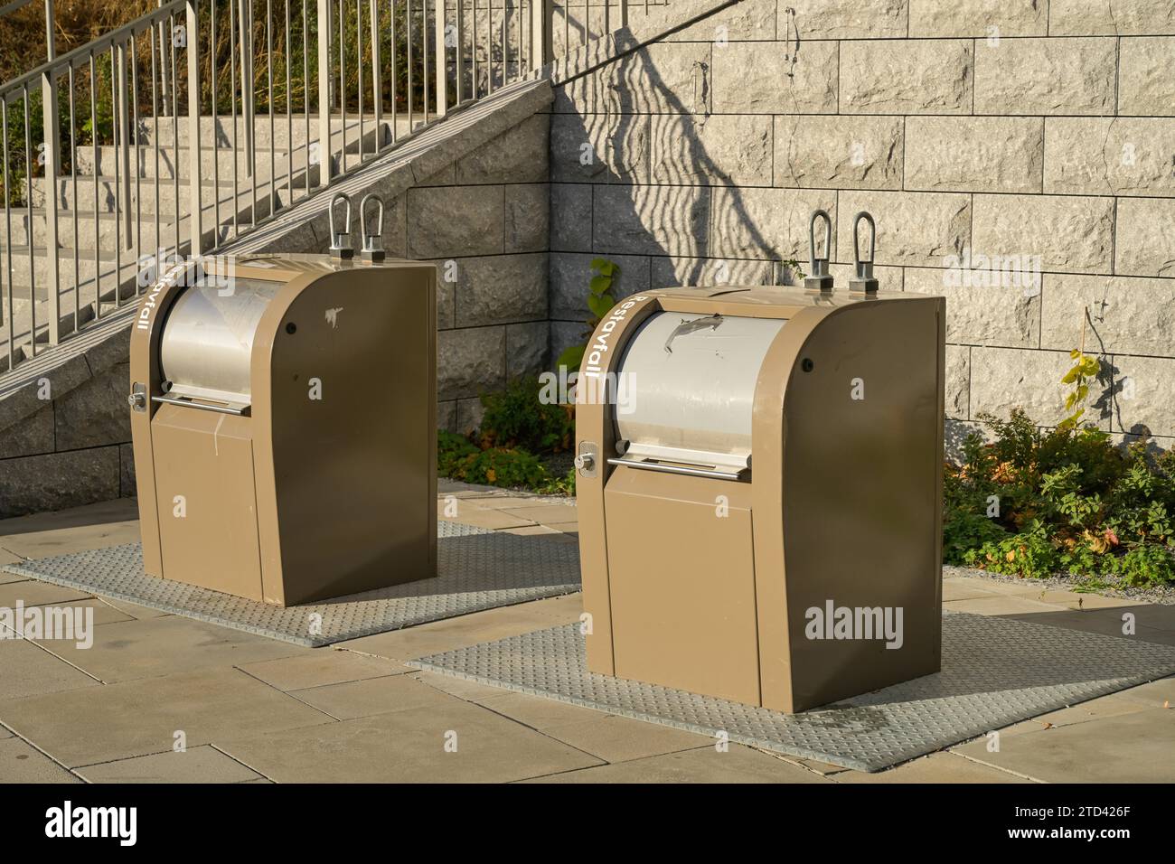 Underground waste bins, chute, residential complex, Stockholm, Sweden