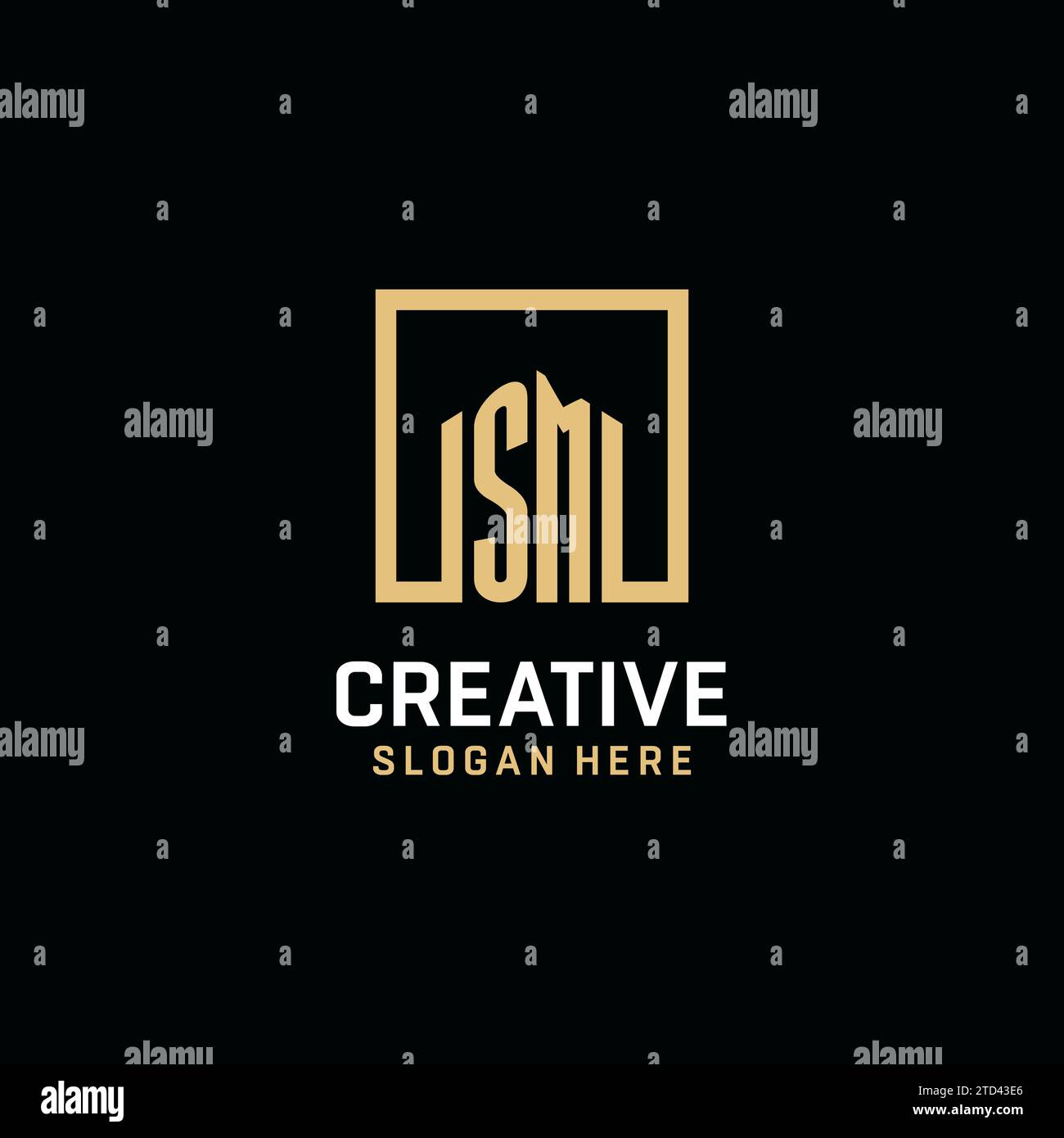 SM initial monogram logo design with square shape design inspiration ...