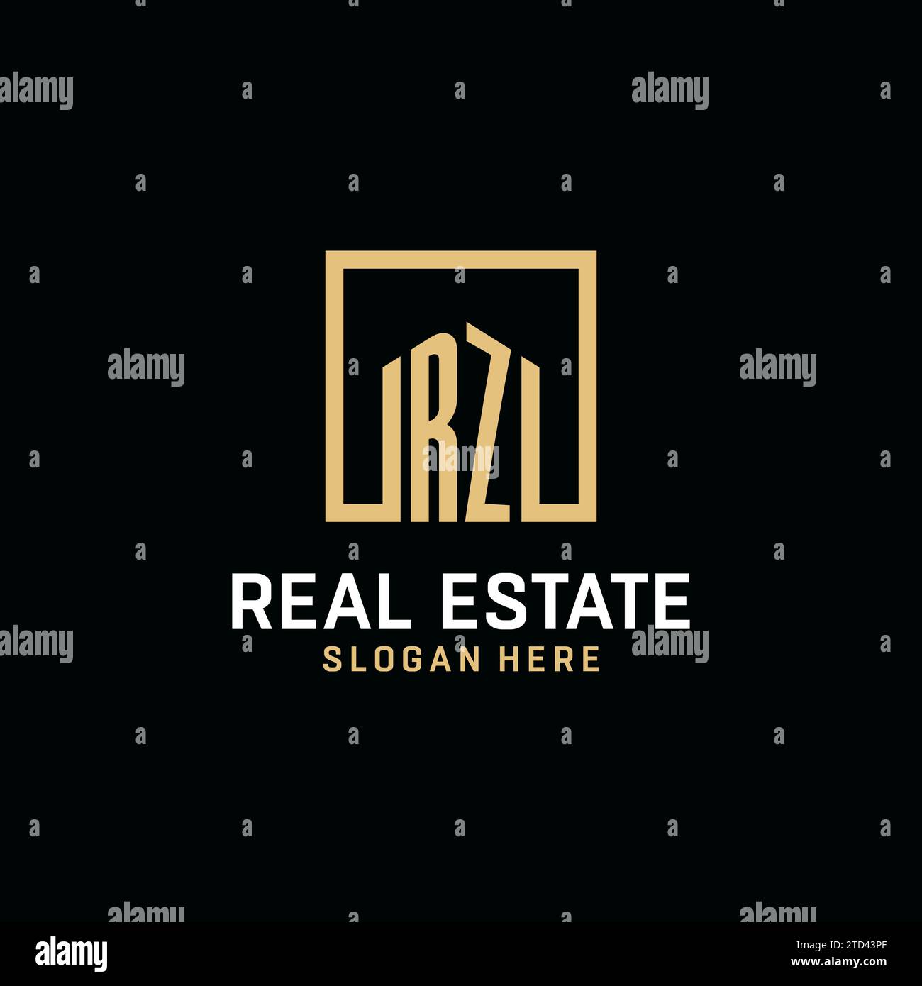 RZ initial monogram logo design with square shape design inspiration ...