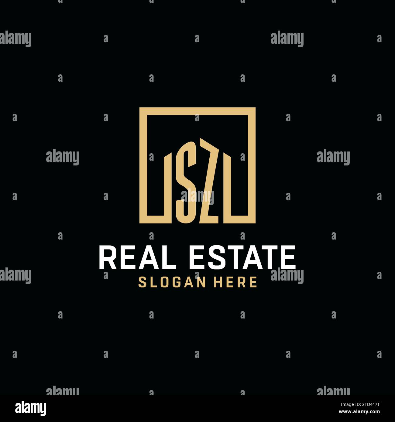 SZ initial monogram logo design with square shape design inspiration ...