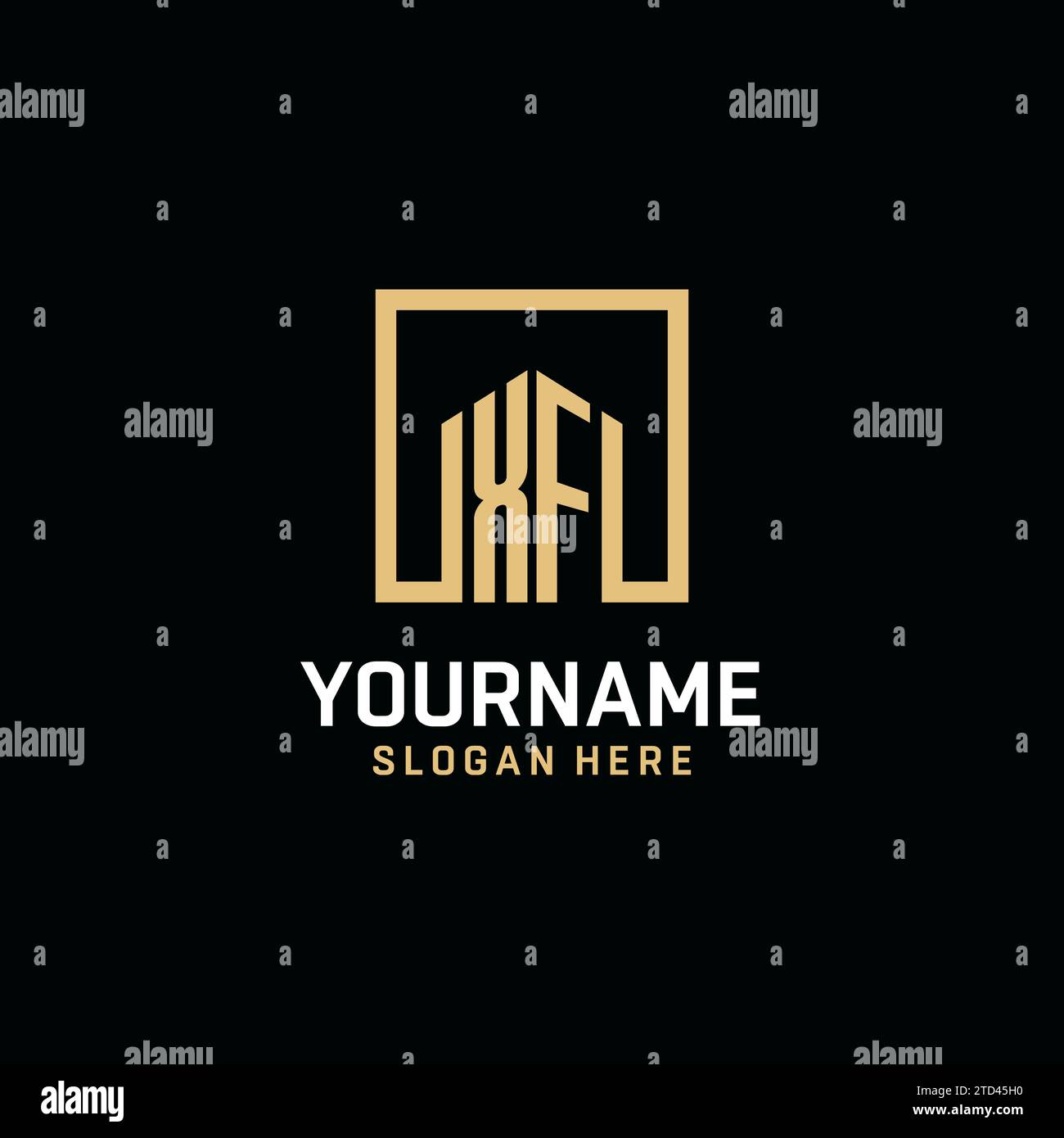 XF initial monogram logo design with square shape design inspiration ...