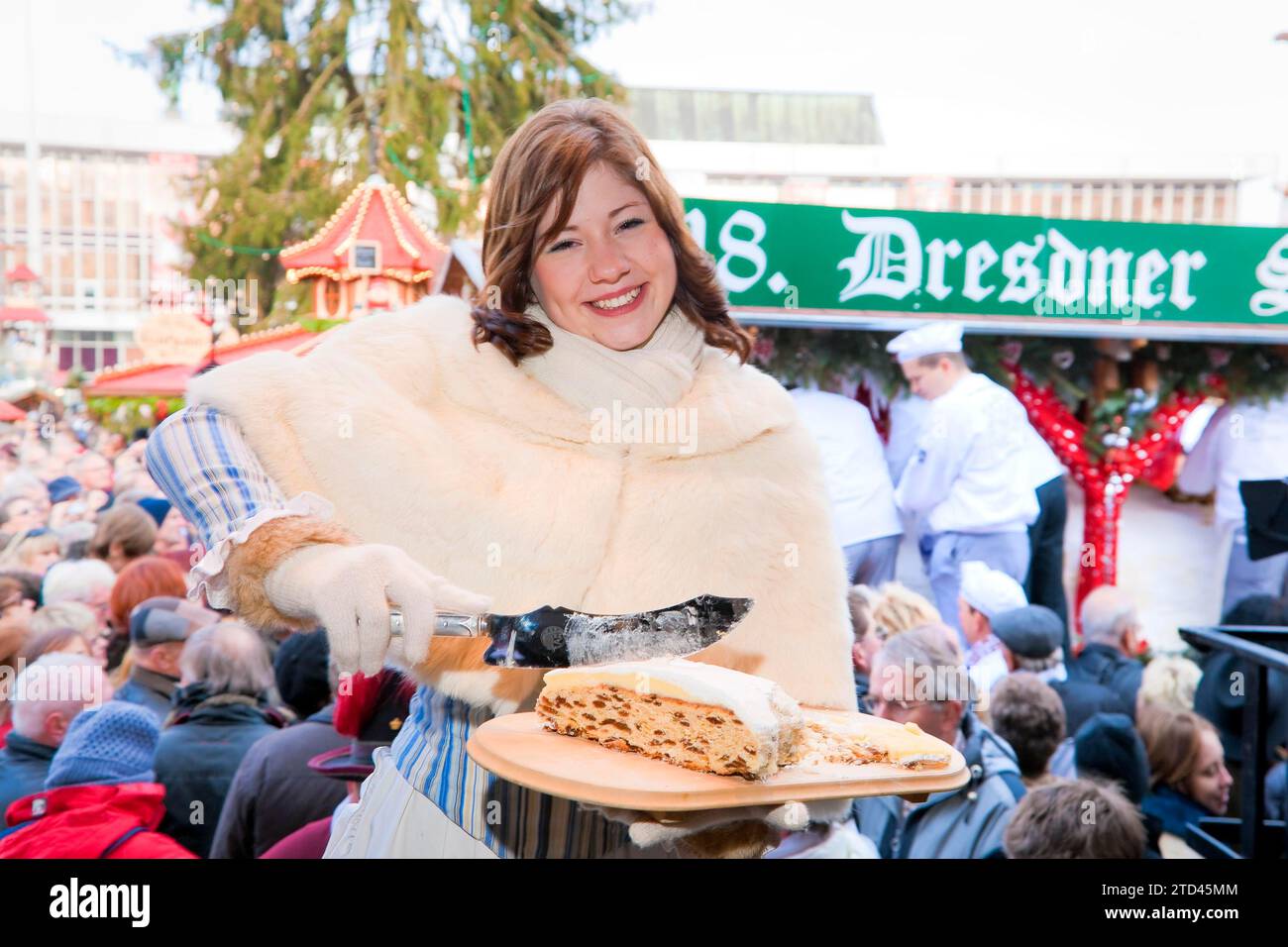 Stollen festival at the Striezelmarkt Stock Photo