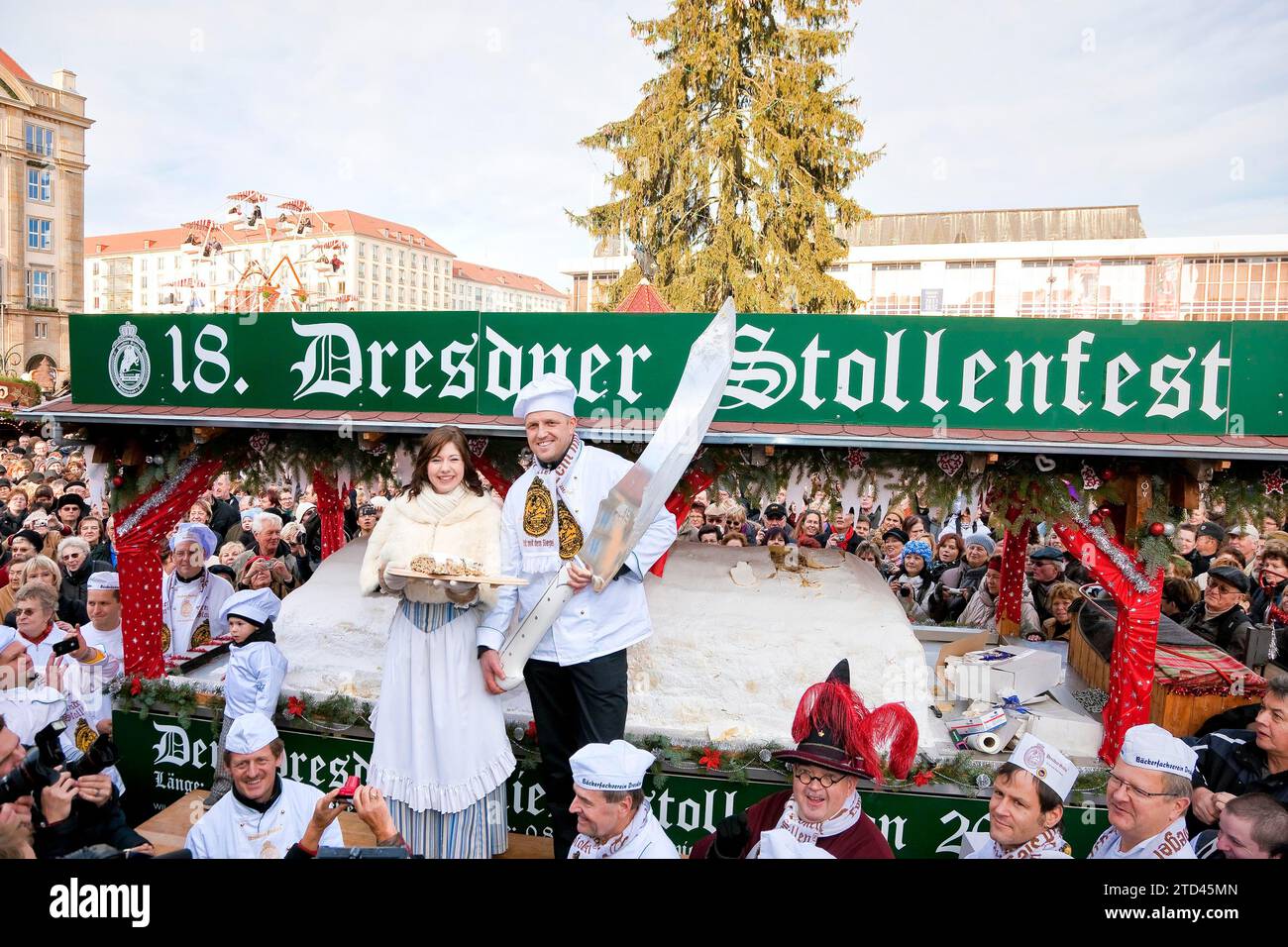 18th Stollen Festival at the Striezelmarkt Stock Photo
