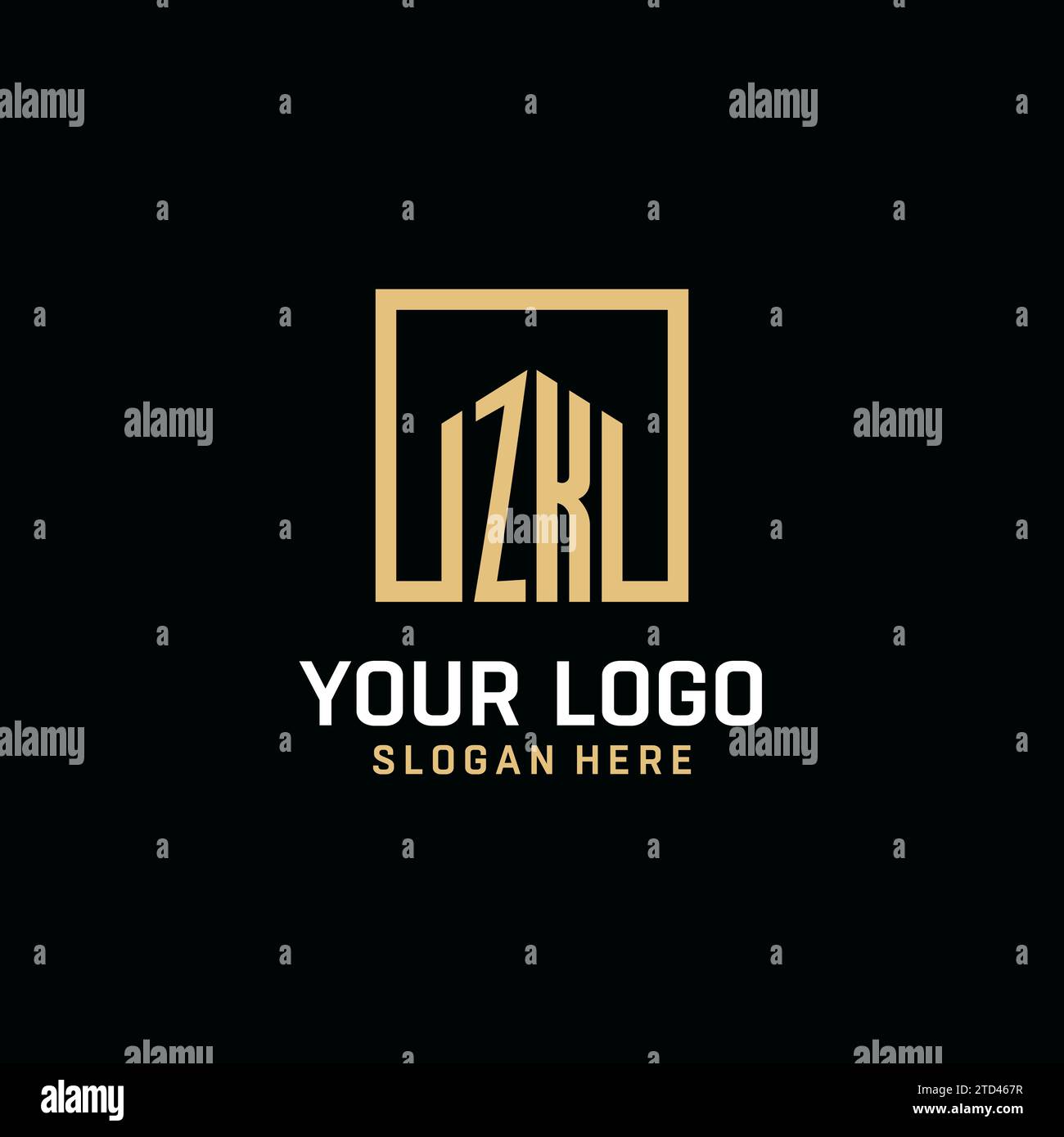 ZK initial monogram logo design with square shape design inspiration ...