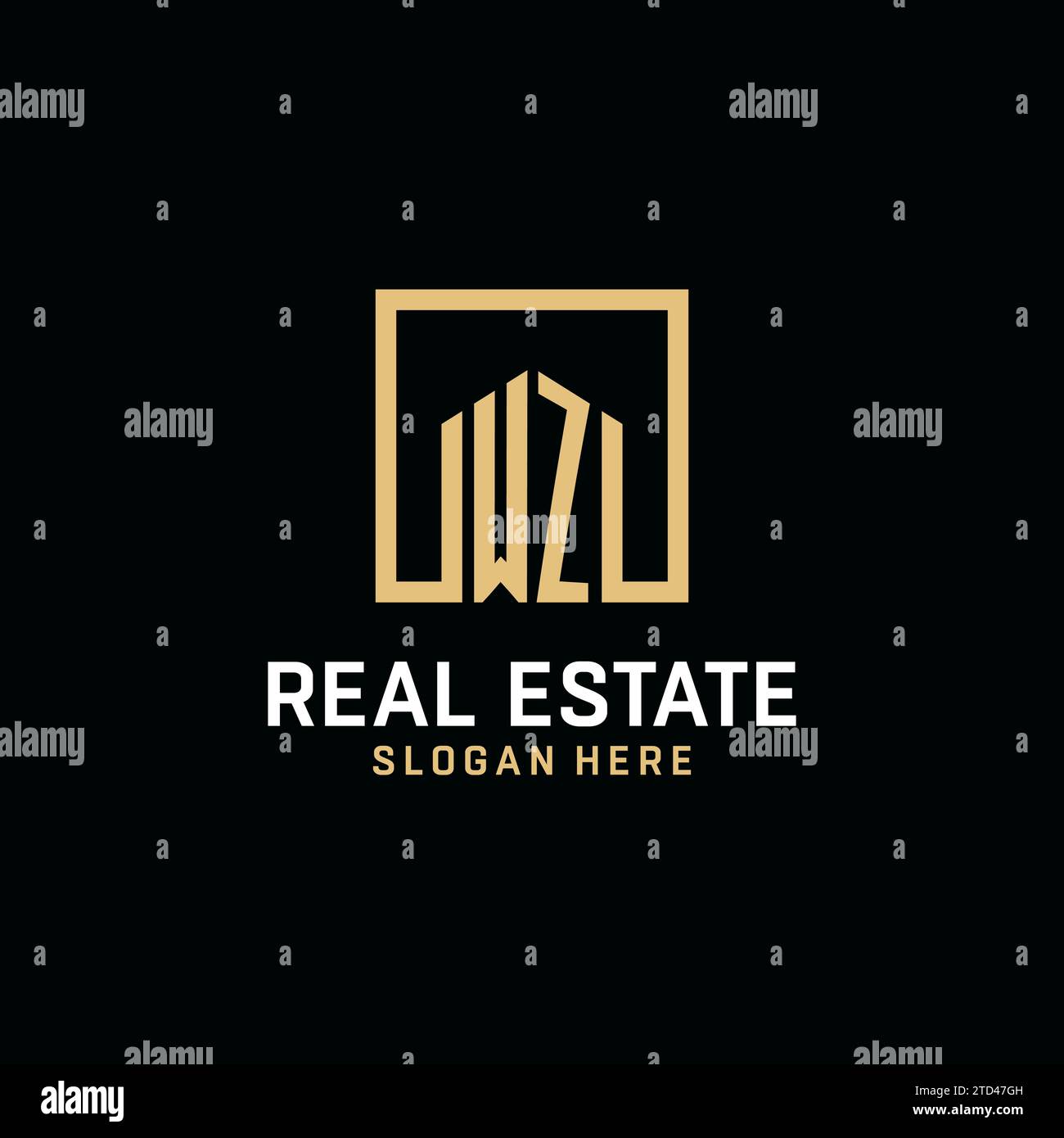 WZ initial monogram logo design with square shape design inspiration ...