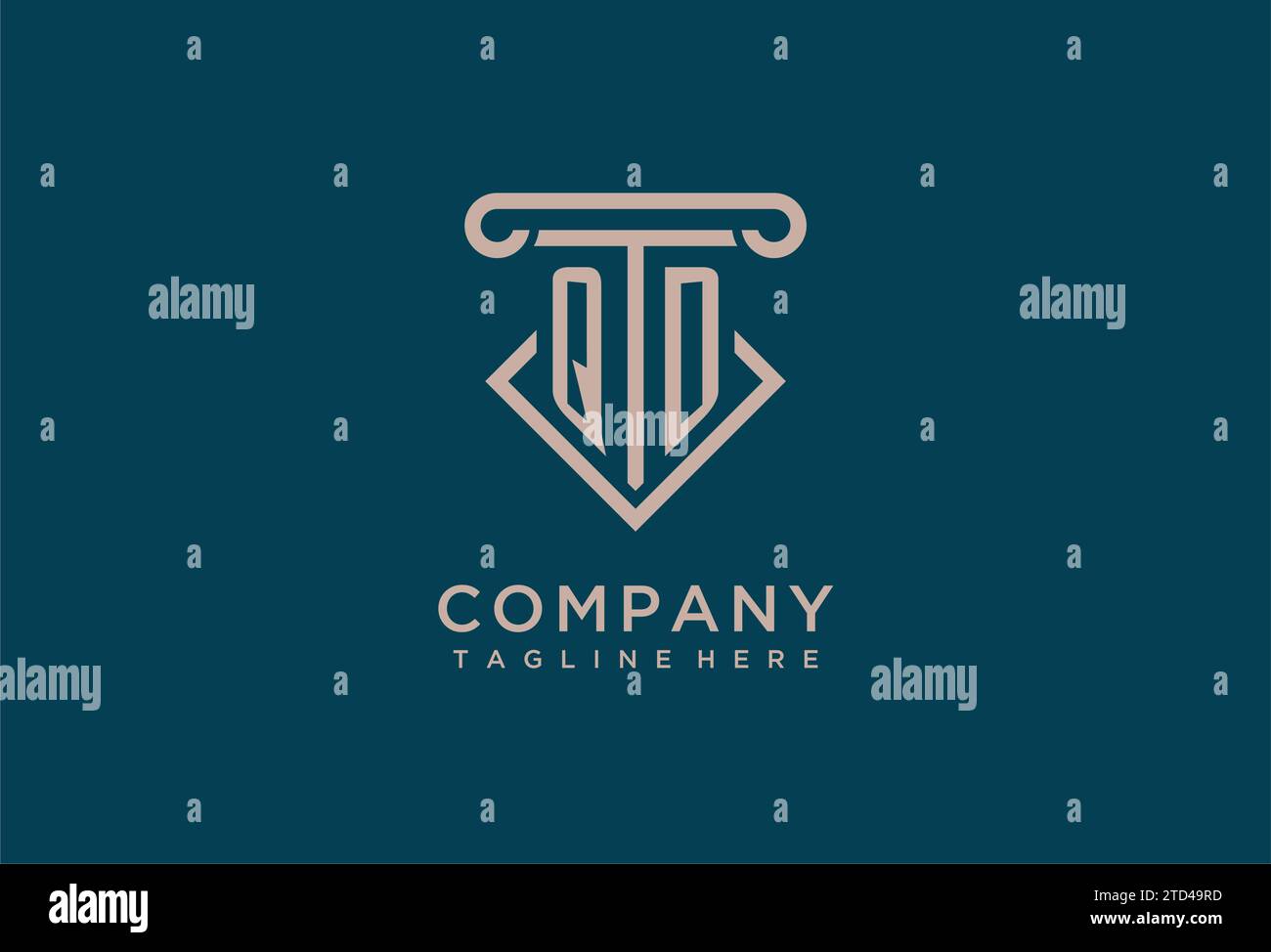 QD initial with pillar icon design, clean and modern attorney, legal firm logo design ideas Stock Vector