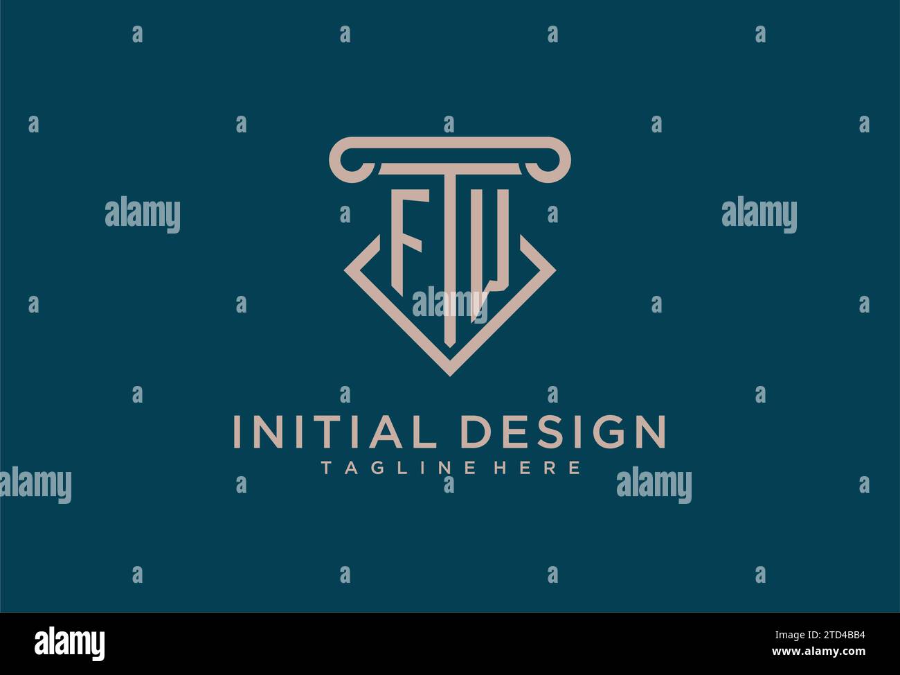 FW initial with pillar icon design, clean and modern attorney, legal firm logo design ideas Stock Vector