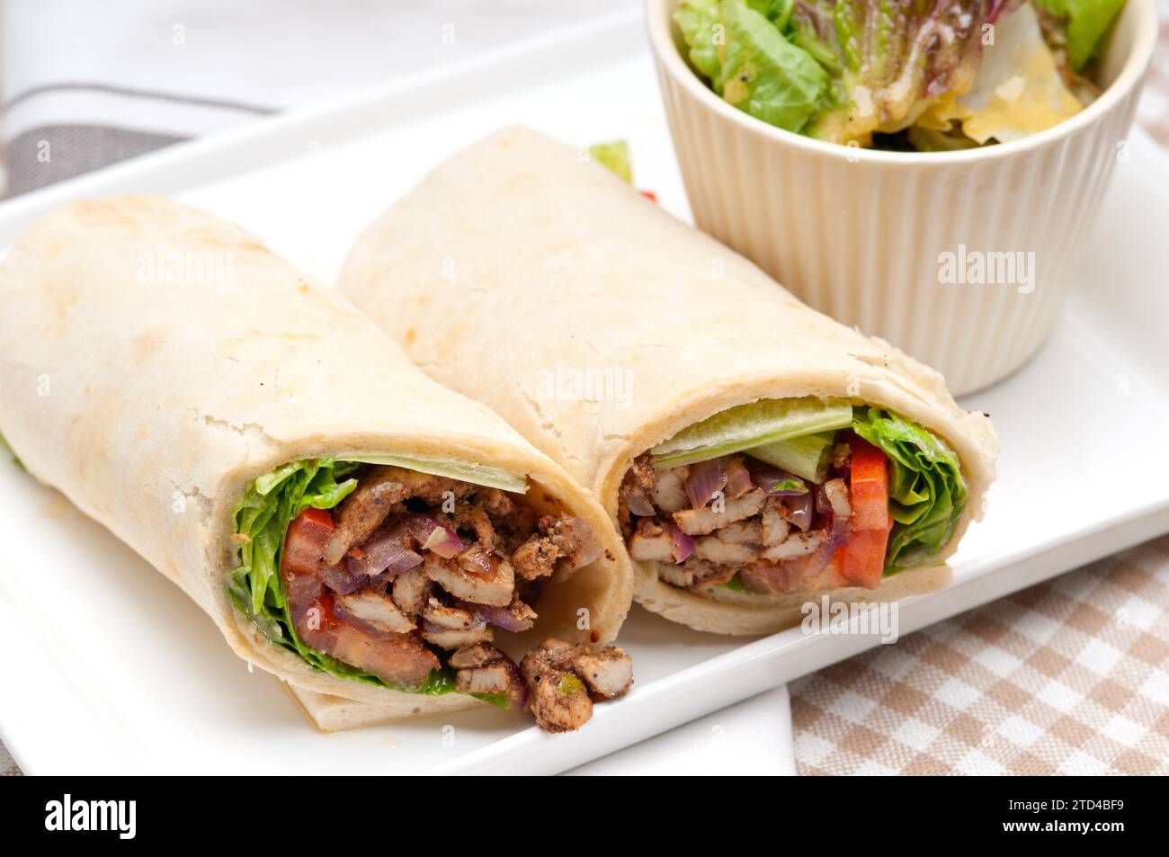 Kafta shawarma chicken pita wrap roll sandwich traditional arab mid east food, food photography Stock Photo