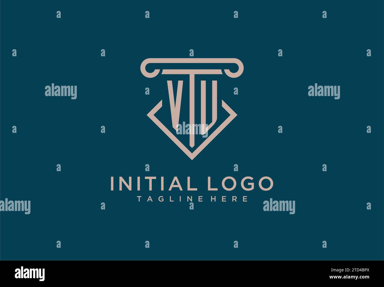 VU initial with pillar icon design, clean and modern attorney, legal firm logo design ideas Stock Vector