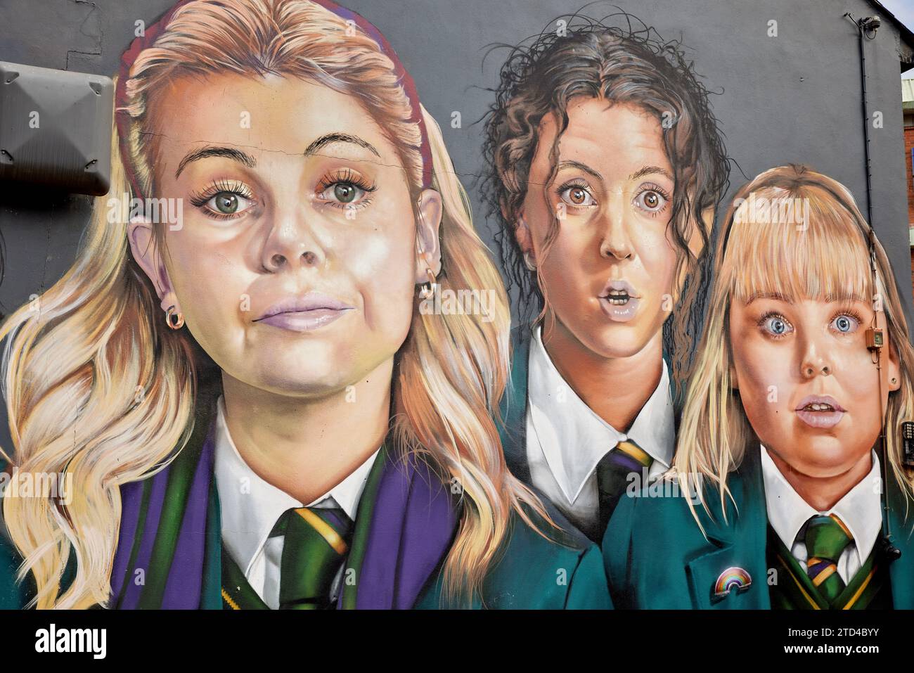 Derry Girls Mural, Derry/Londonderry, Northern Ireland Stock Photo