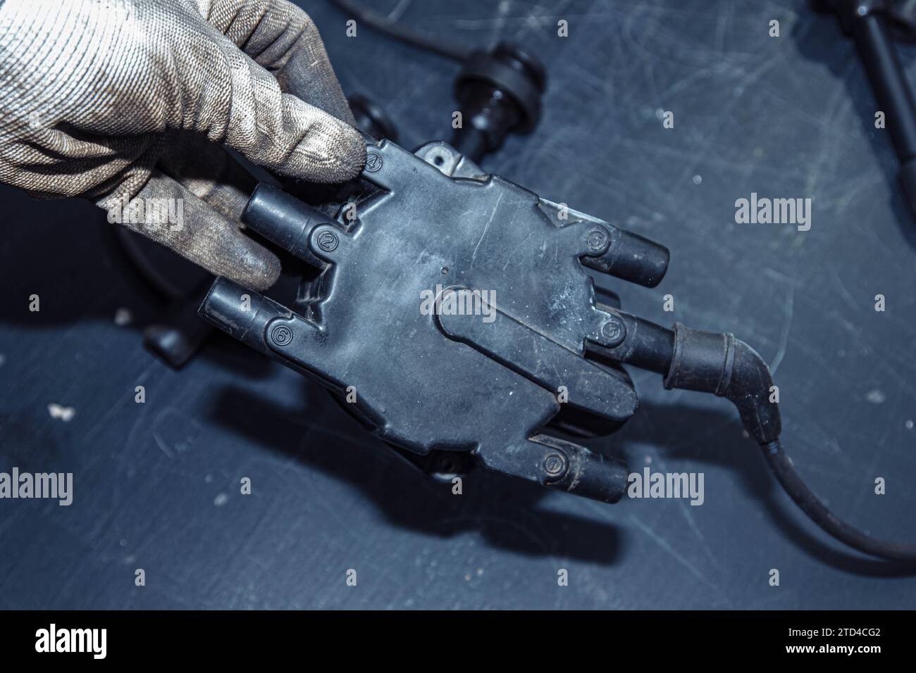 Ignition system distributor isolated on a white background Stock Photo -  Alamy