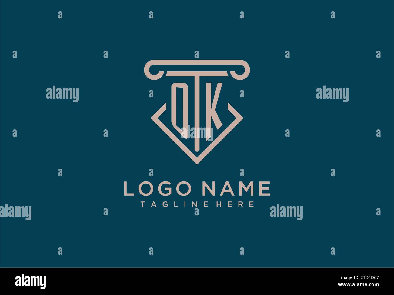 OK initial with pillar icon design, clean and modern attorney, legal firm logo design ideas Stock Vector