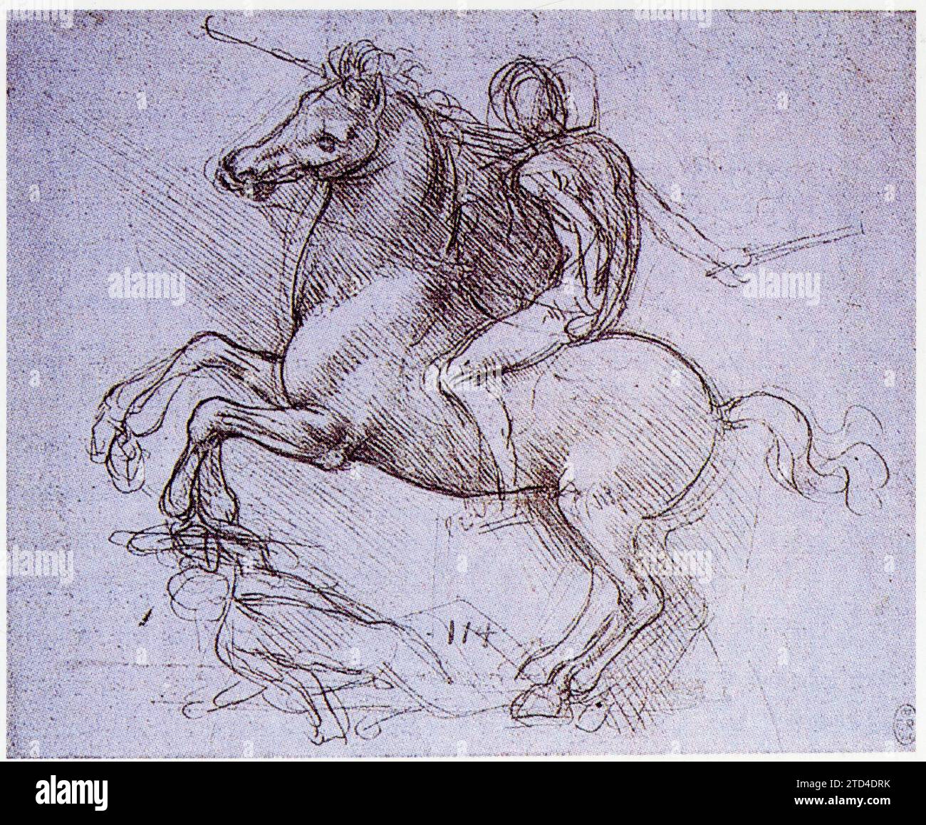 Leonardo da Vinci. A horseman trampling a fallen foe.1483-1484 Stock Photo
