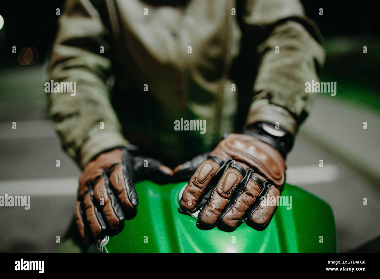 Vintage Brown Leather Gloves. Handwear on a Table Stock Illustration