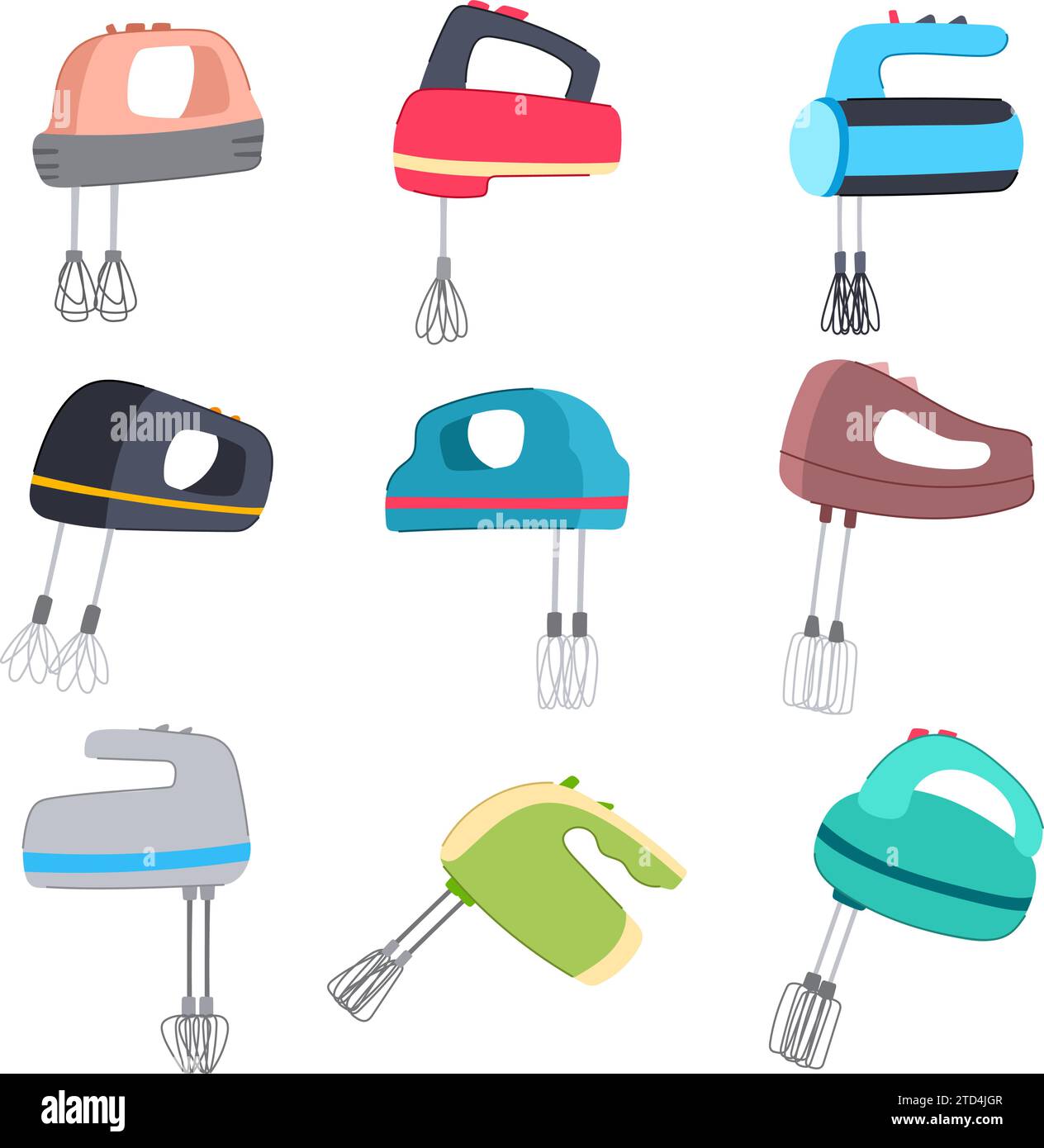 hand mixer set cartoon vector illustration Stock Vector