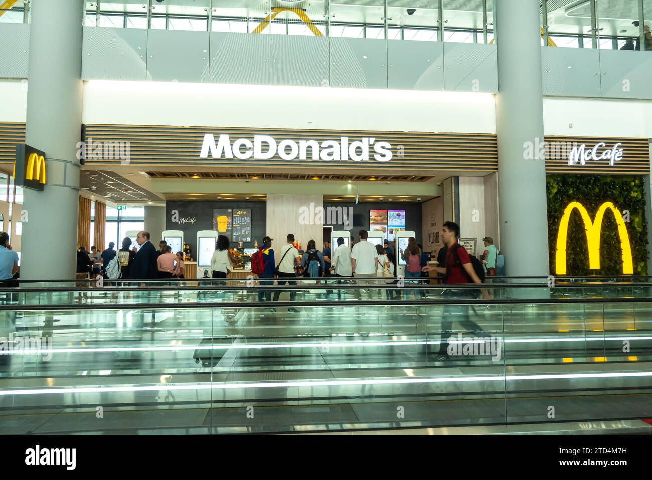 McDonald's restaurant in IST Istanbul Turkey airport, departures terminal Stock Photo