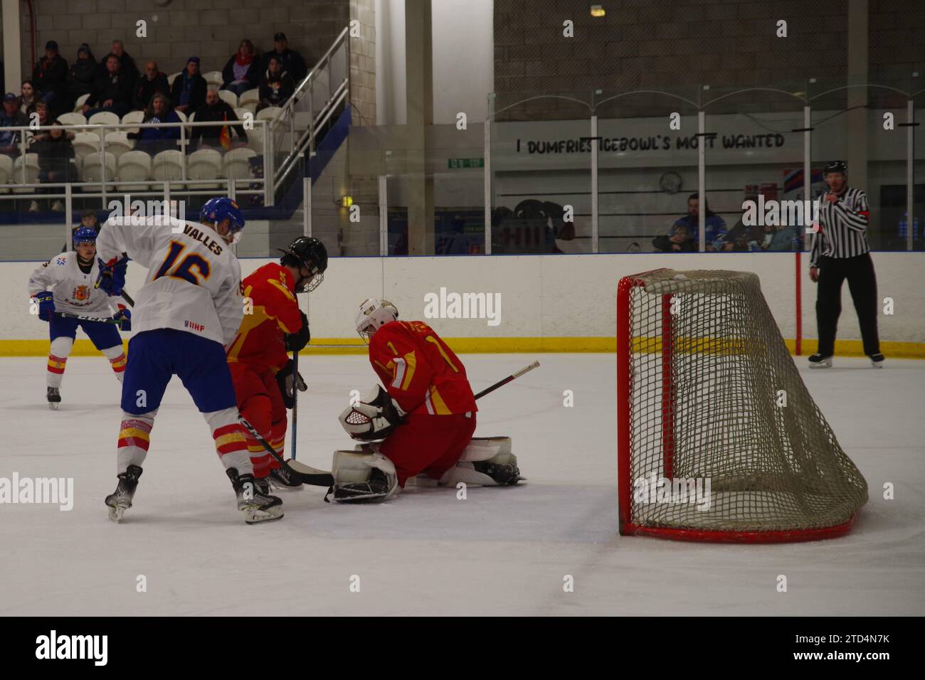 Dumfries, 11 December 2023. Netminder Chen Shifeng playing for China