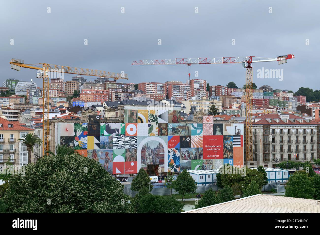 Cranes tower over Espacio Pereda as it is redeveloped into a multimedia cultural space, Santander,Cantabria, Spain, Europe Stock Photo