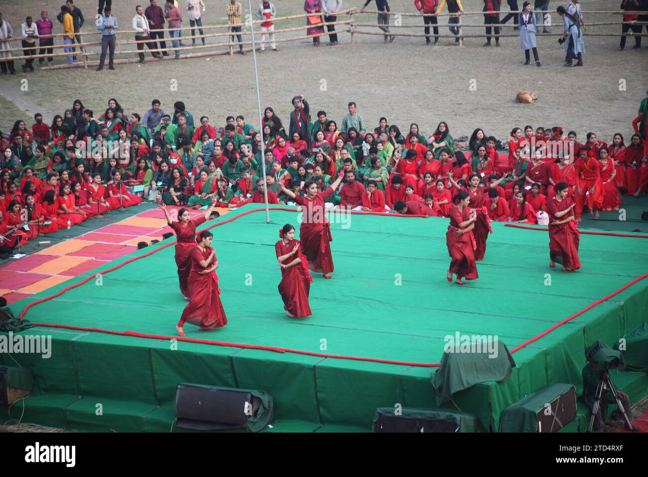 Dhaka Bangladesh 16 December 2023,On the occasion of Great Victory Day, artists performed dance at the central playground of Dhaka University organize Stock Photo