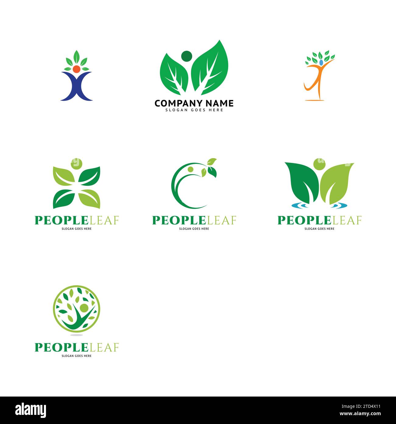 Set of People Leaf Icon Vector Logo Template Illustration Design Stock ...