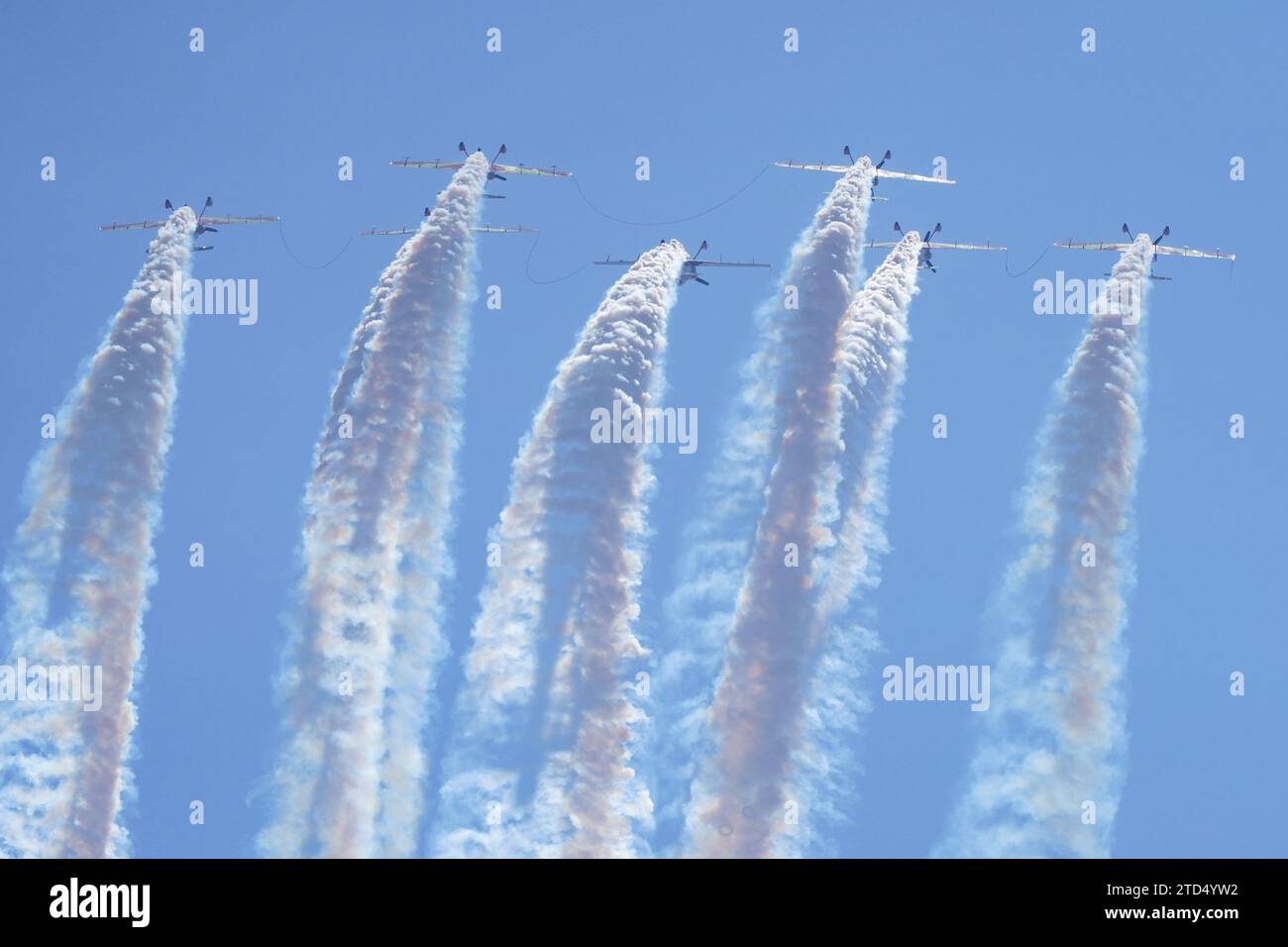 ISTANBUL, TURKIYE - MAY 01, 2023: Moroccan Marche Verte - Green March aerobatic demonstration team display in Istanbul Ataturk Airport during Teknofes Stock Photo