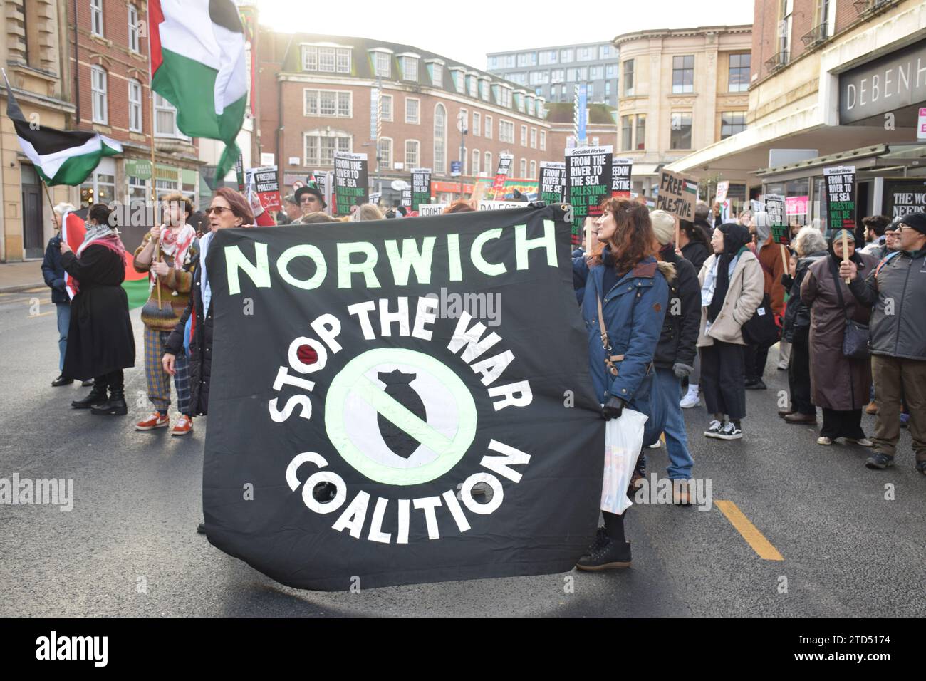 Norwich, UK 16 December 2023. National Day of Action for Palestine. Protest at bombardment of Gaza. Credit: Liz Somerville/Alamy Live News Stock Photo