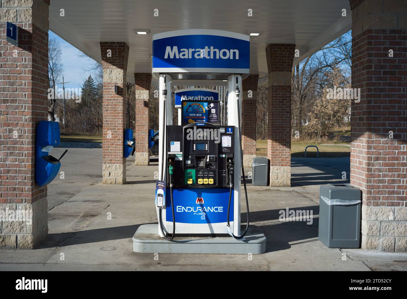 Pumps At A Marathon Gas Station Stock Photo Alamy marathon-oil-gas-station-sign-and-trademark-logo-editorial-photo