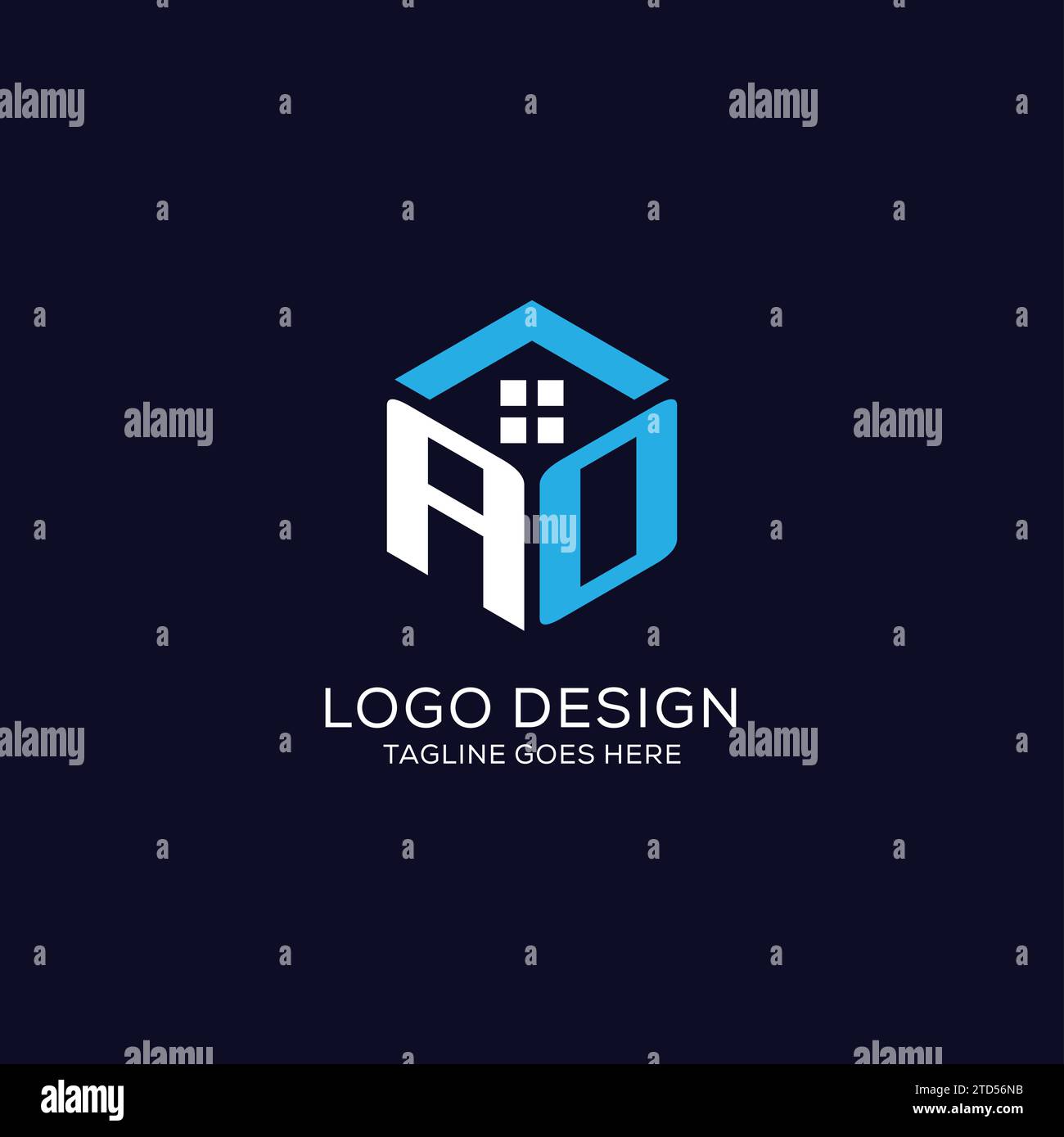 Initial logo AO monogram with abstract house hexagon shape, clean and ...