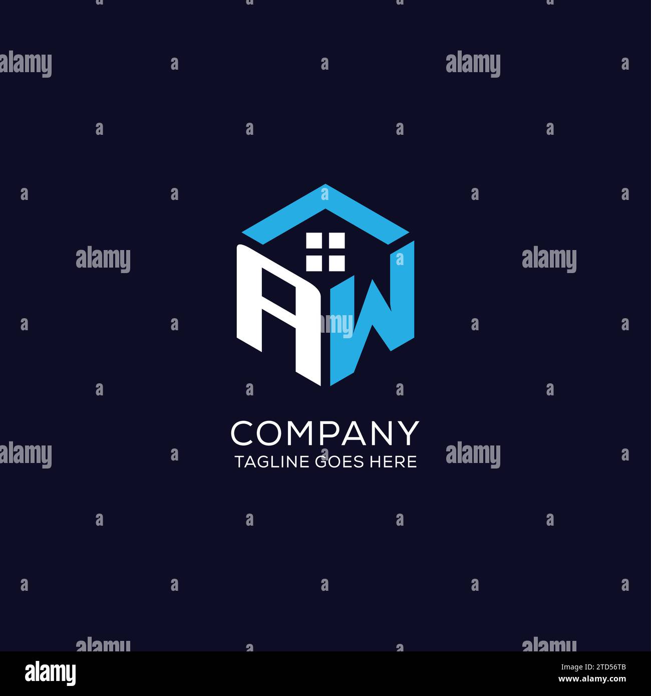 Initial logo AW monogram with abstract house hexagon shape, clean and ...