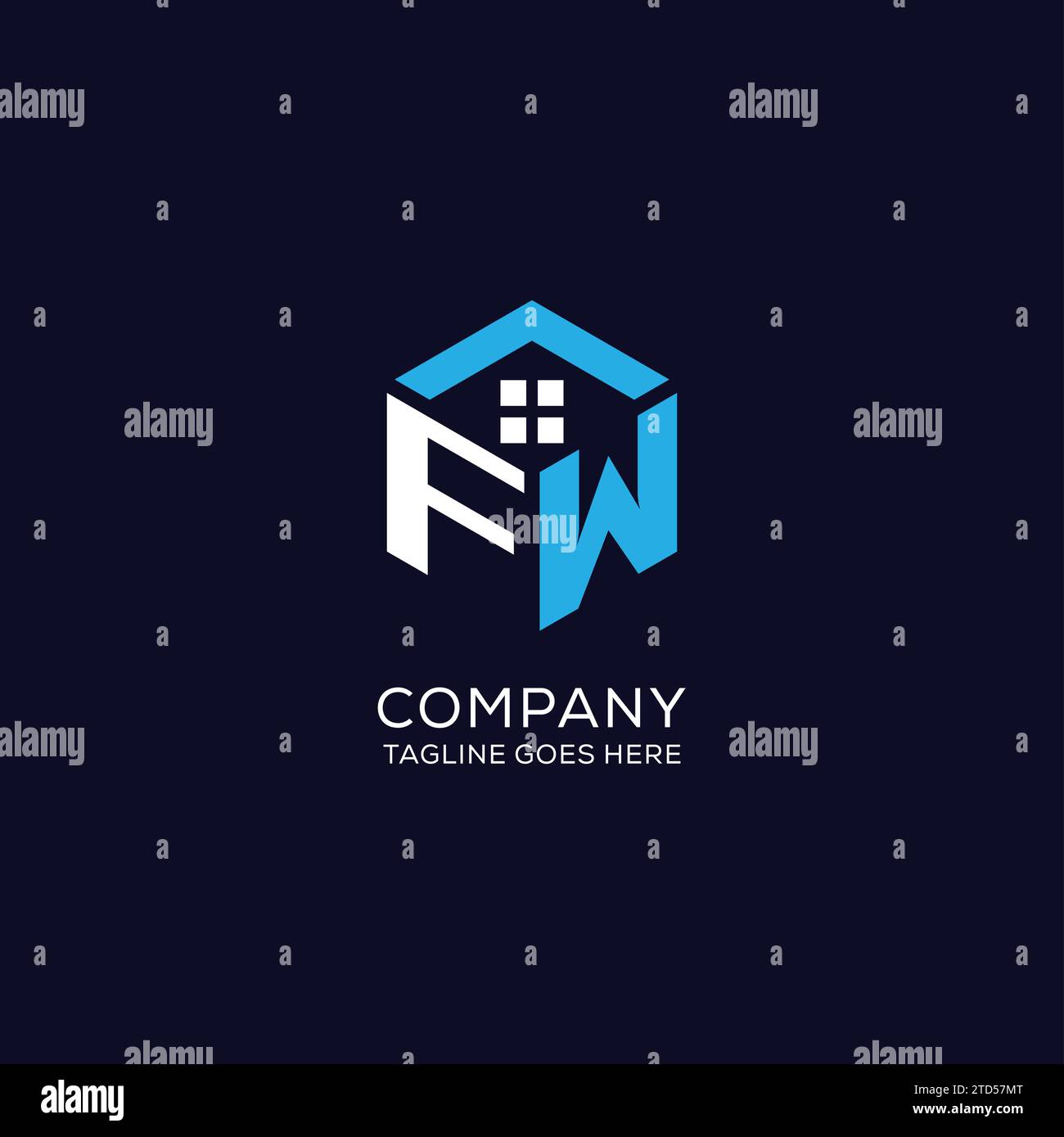 Initial logo FW monogram with abstract house hexagon shape, clean and ...