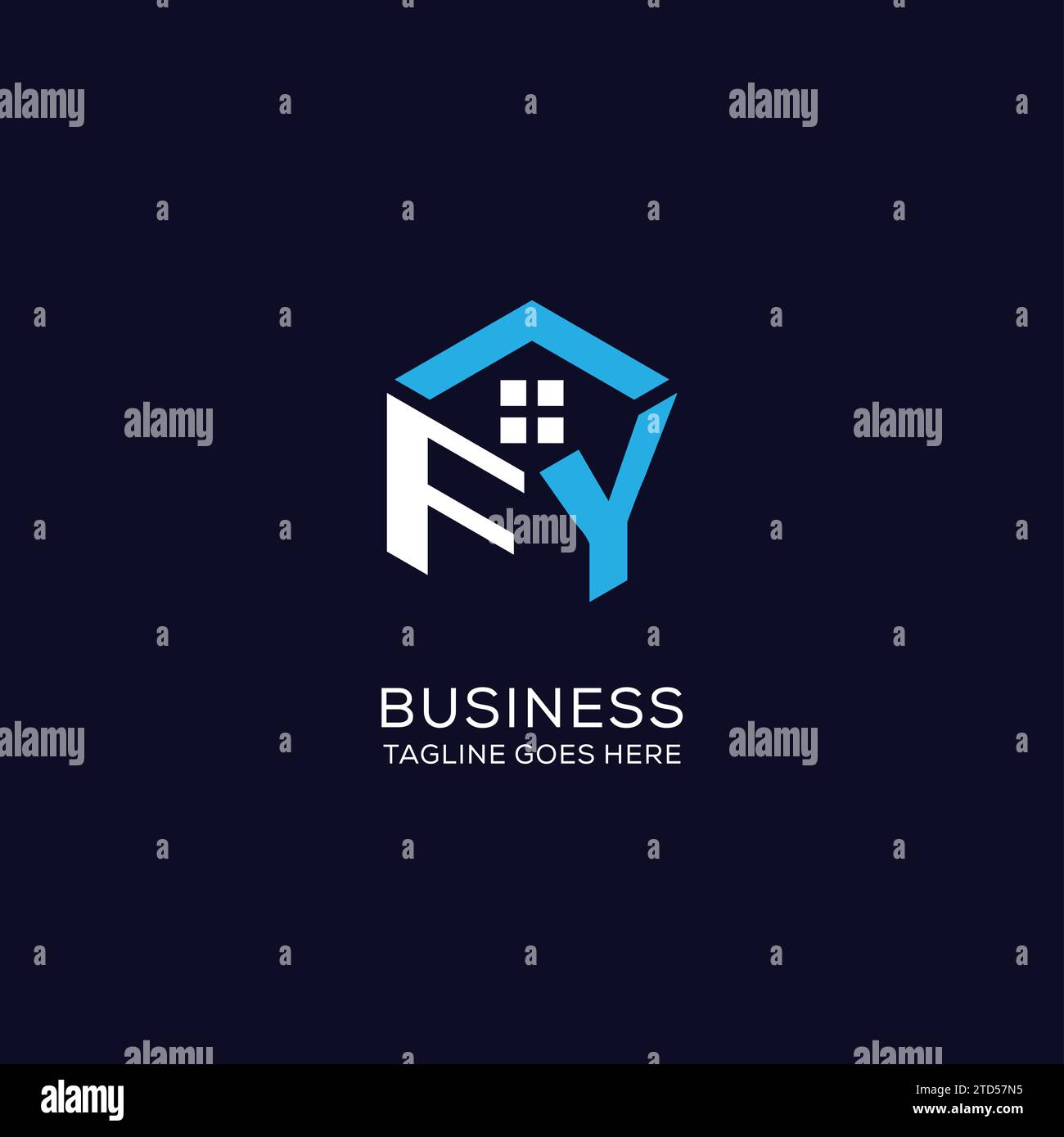 Initial logo FY monogram with abstract house hexagon shape, clean and ...