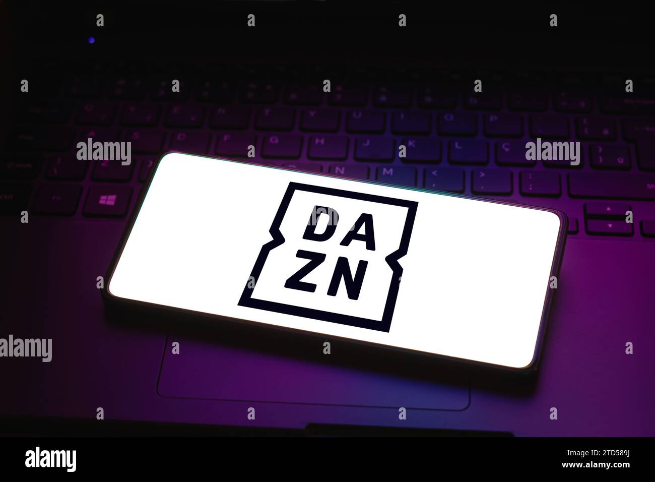 In this photo illustration the DAZN logo of a sports video