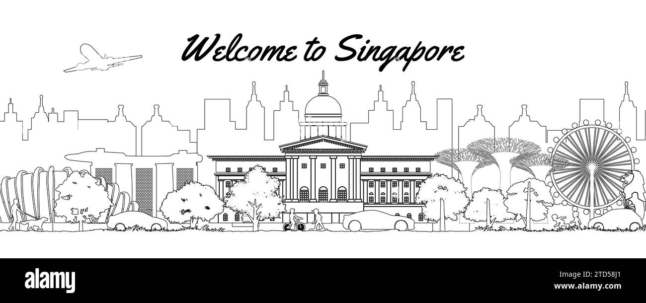 Landmarks vector singapore hi-res stock photography and images - Alamy