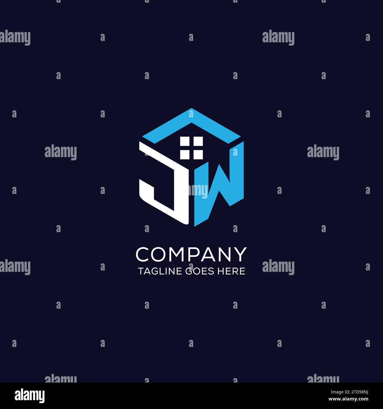 Initial logo JW monogram with abstract house hexagon shape, clean and ...