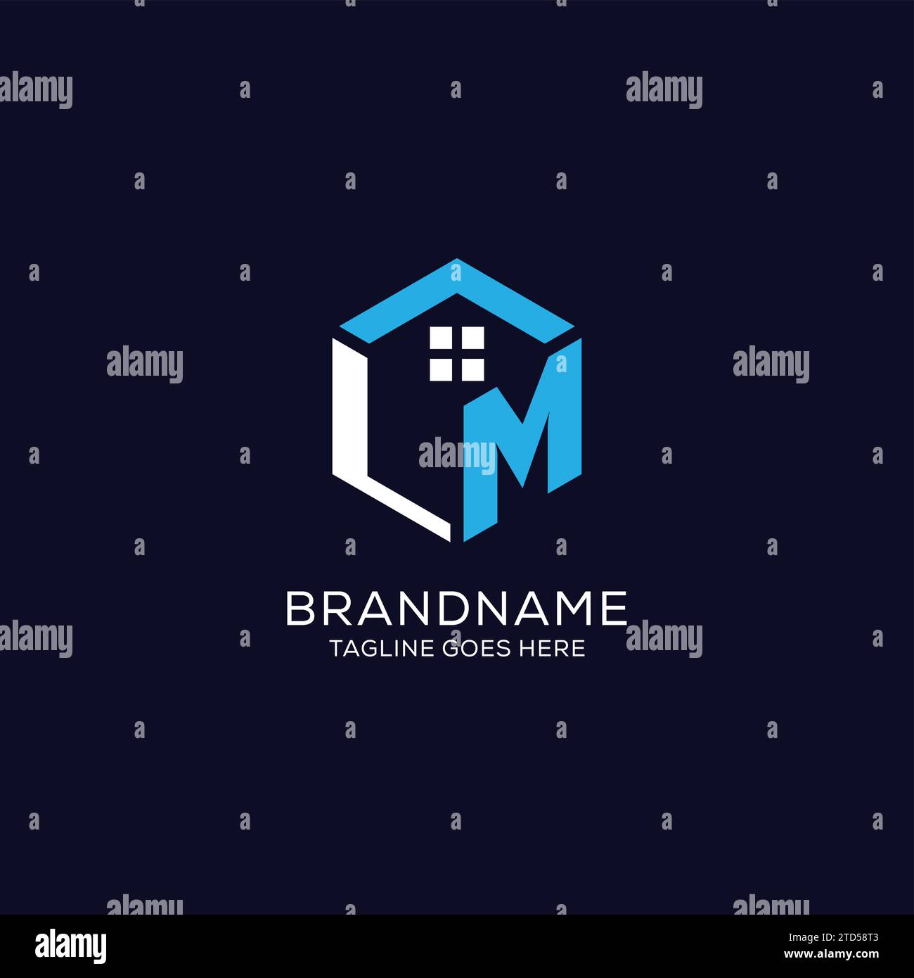 Initial logo LM monogram with abstract house hexagon shape, clean and ...
