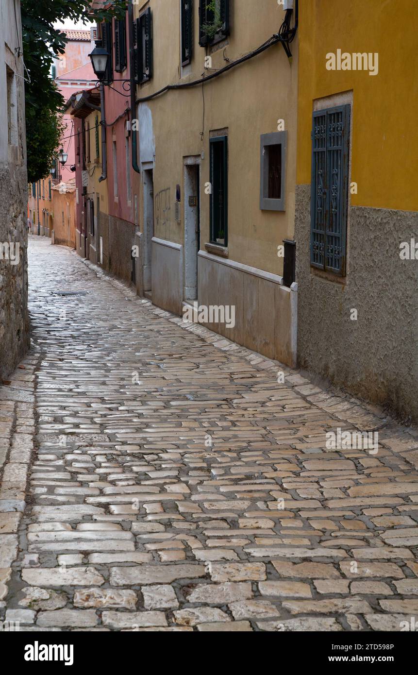 Street Scene, Old Town, Rovinj, Croatia Stock Photo