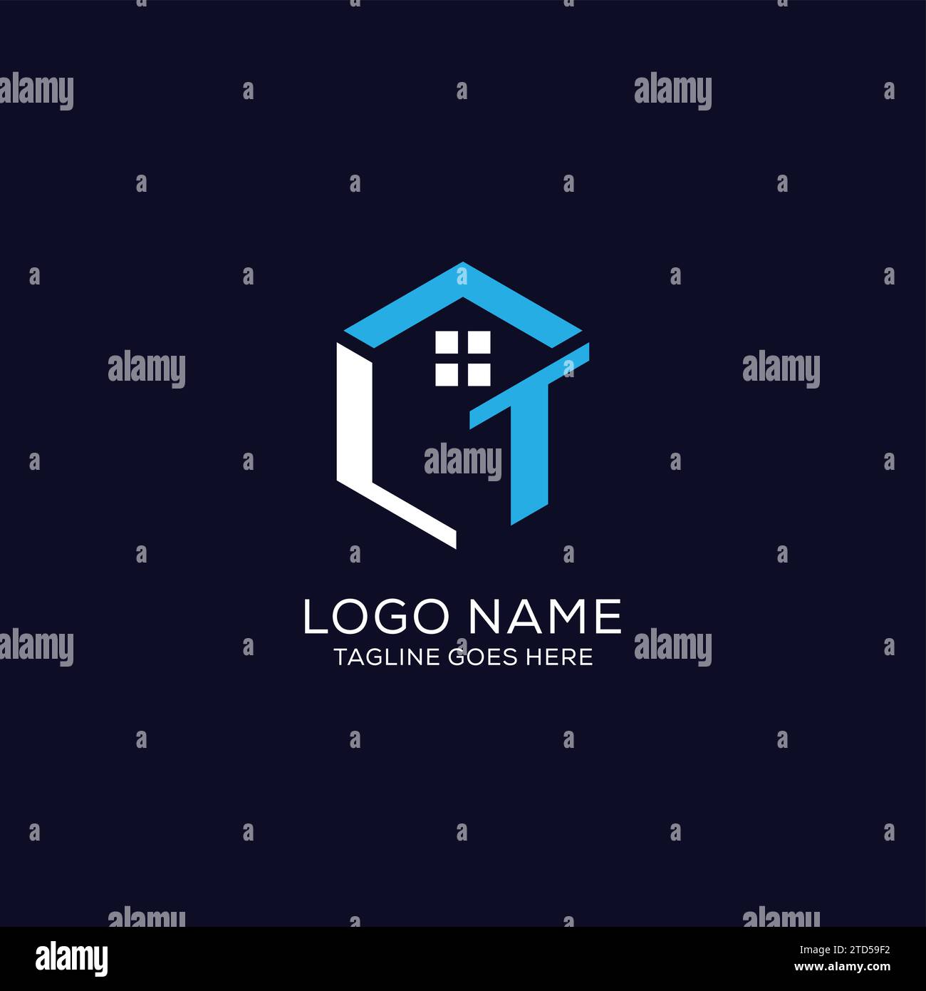 Initial logo LT monogram with abstract house hexagon shape, clean and ...