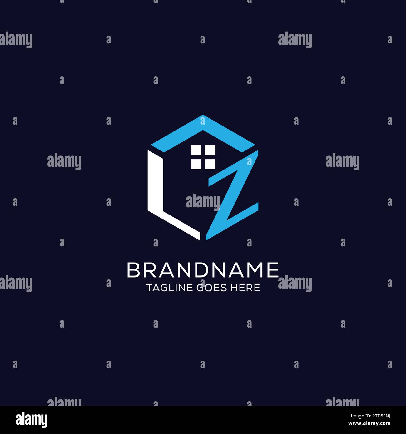 Initial logo LZ monogram with abstract house hexagon shape, clean and ...