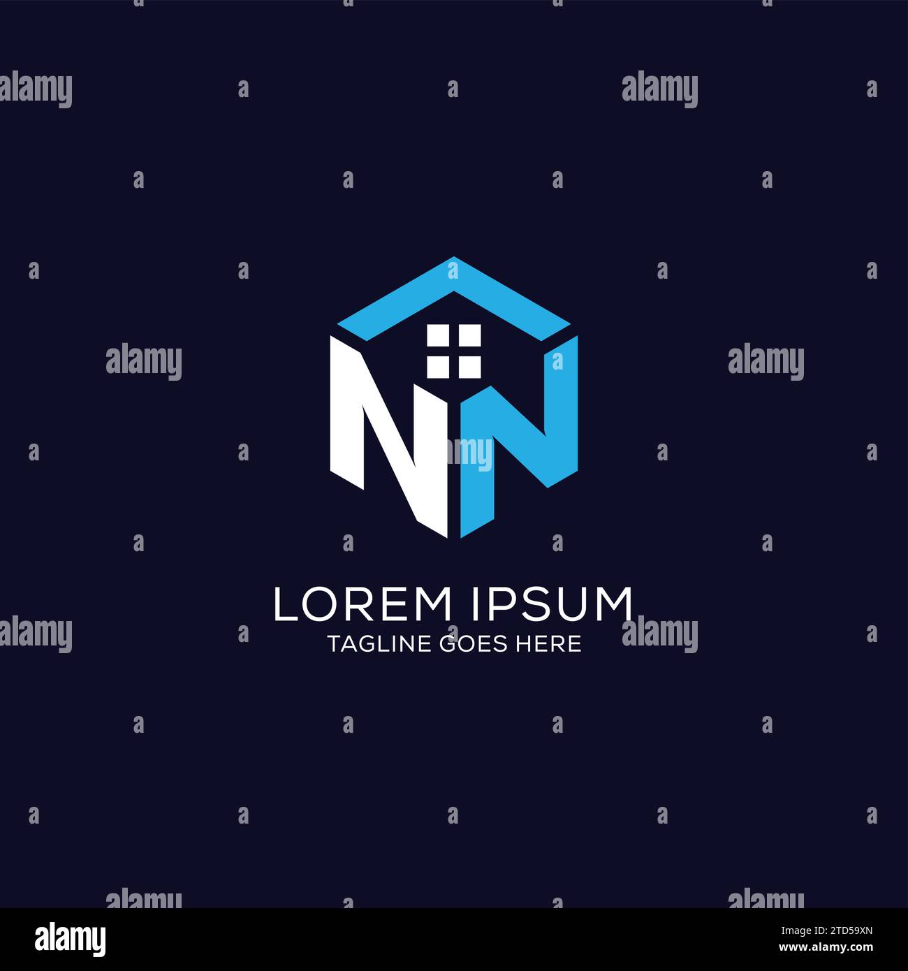 Initial logo NN monogram with abstract house hexagon shape, clean and elegant real estate logo design vector graphic Stock Vector