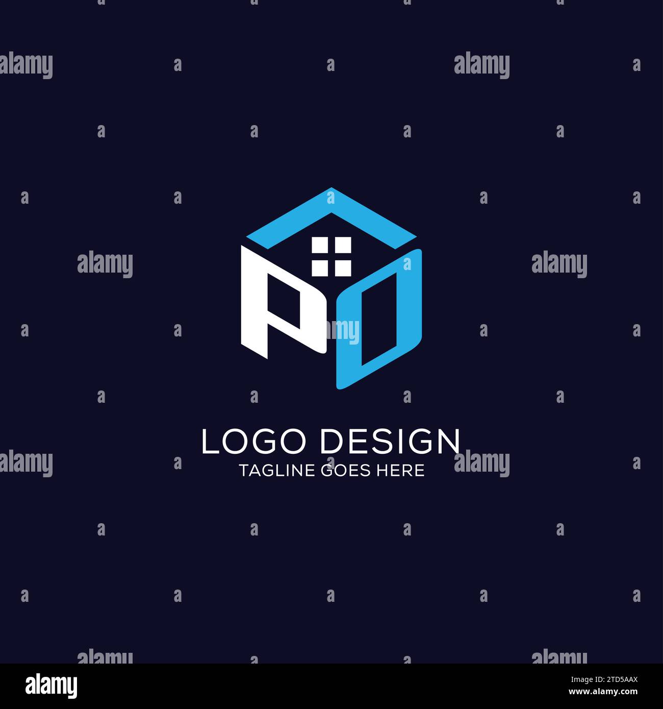 Initial logo PO monogram with abstract house hexagon shape, clean and ...