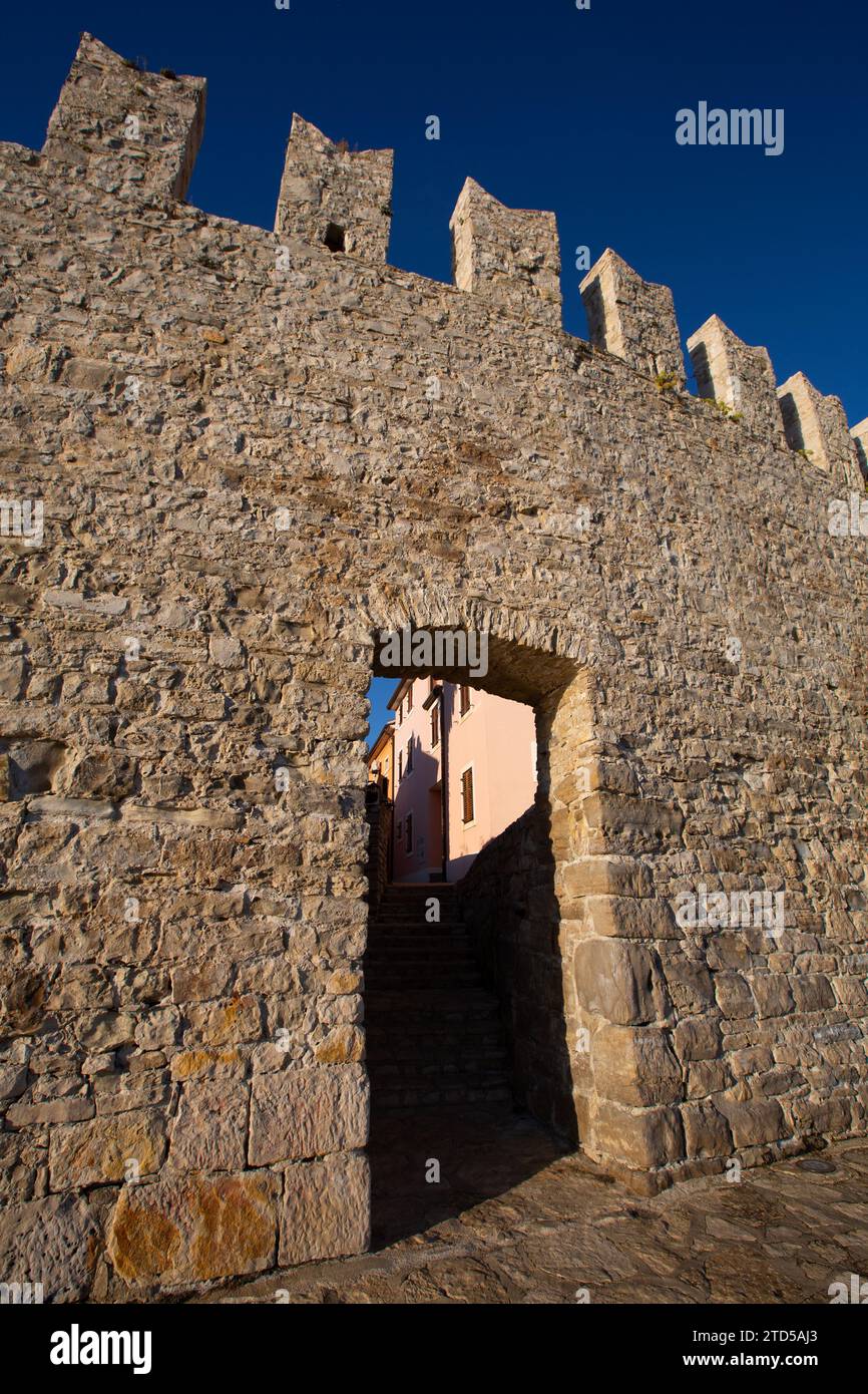 City Entrance, City Wall, 13th Century, Old Town, Novigrad, Croatia Stock Photo