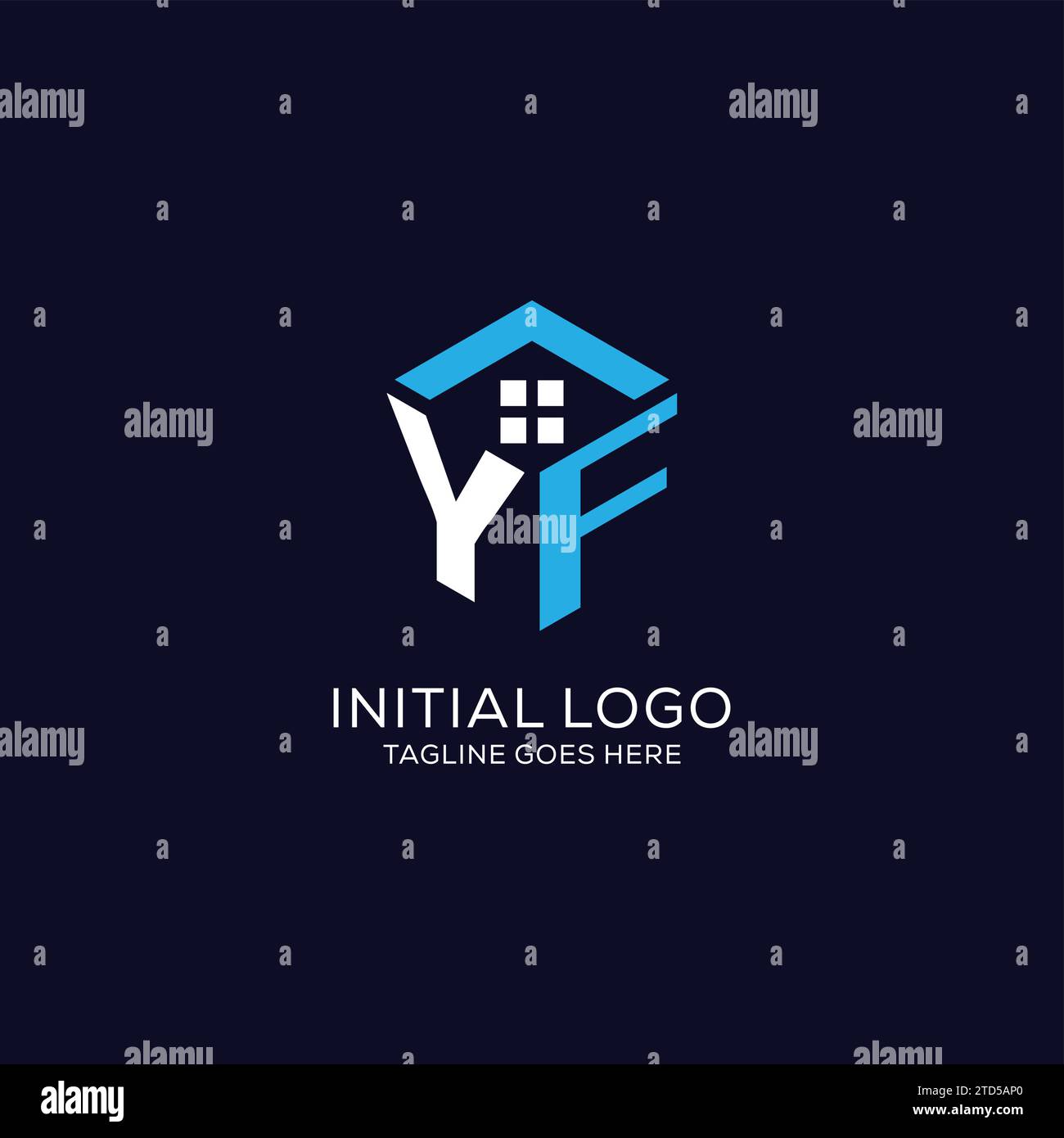 Initial logo YF monogram with abstract house hexagon shape, clean and ...