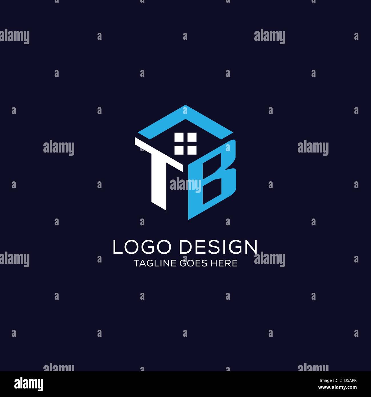 Initial logo TB monogram with abstract house hexagon shape, clean and ...