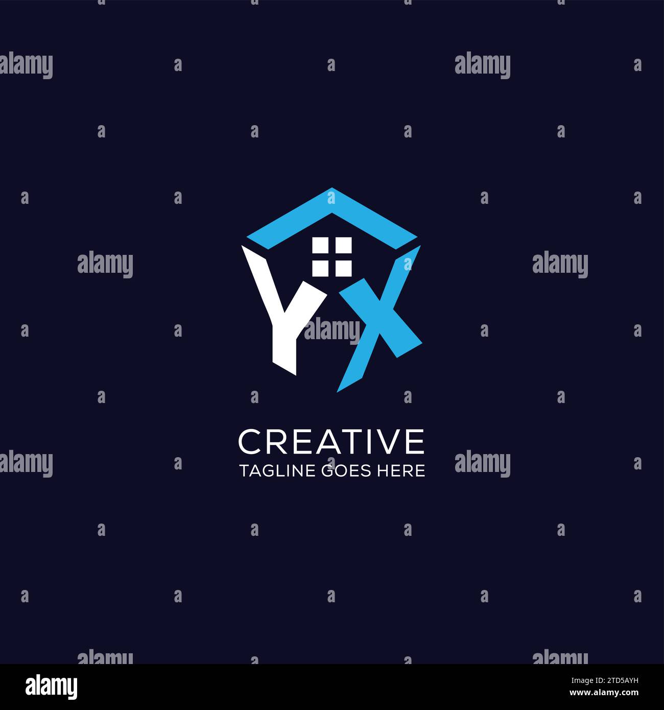 Initial logo YX monogram with abstract house hexagon shape, clean and ...